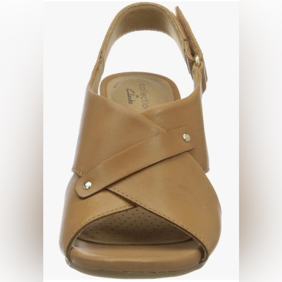 Clarks Women's Margee Eve Heeled Sandal Corked Wedges Tan Leather US Size 9.5 - Picture 5 of 16